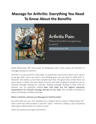 Massage for Arthritis Everything You Need To Know About the Benefits