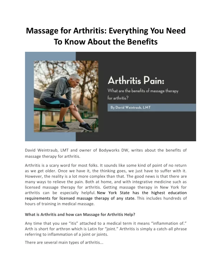 massage for arthritis everything you need to know