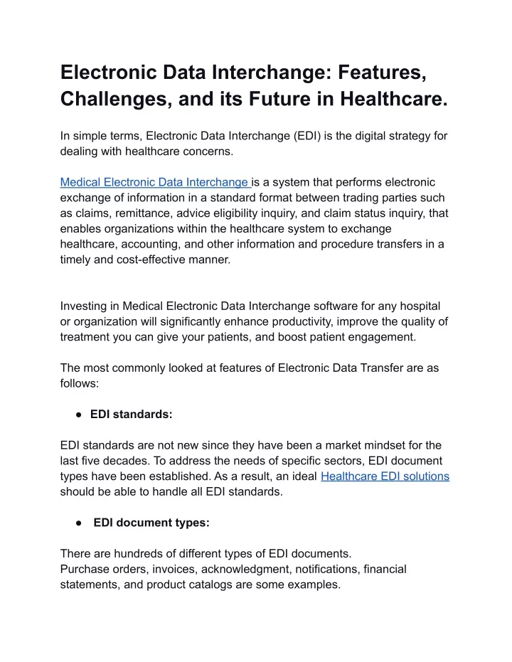 electronic data interchange features challenges