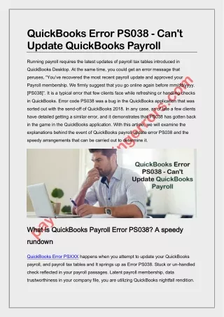How do I fix Error PS038 in QuickBooks Payroll?
