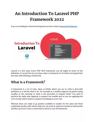 An Introduction To Laravel PHP Framework 2022