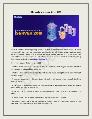a powerful and secure server 2019