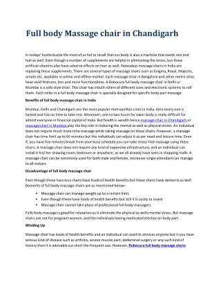 Full body Massage chair in Chandigarh