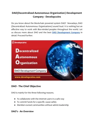 dao decentralized autonomous organization