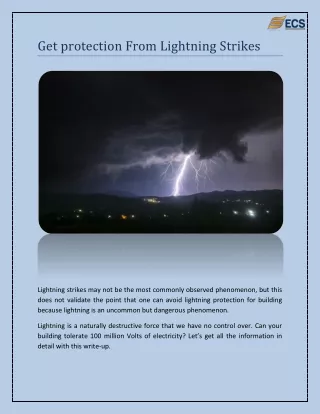 Get protection From Lightning Strikes