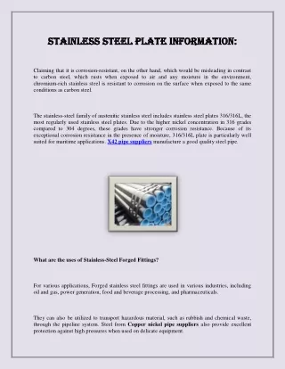 Stainless steel plate information
