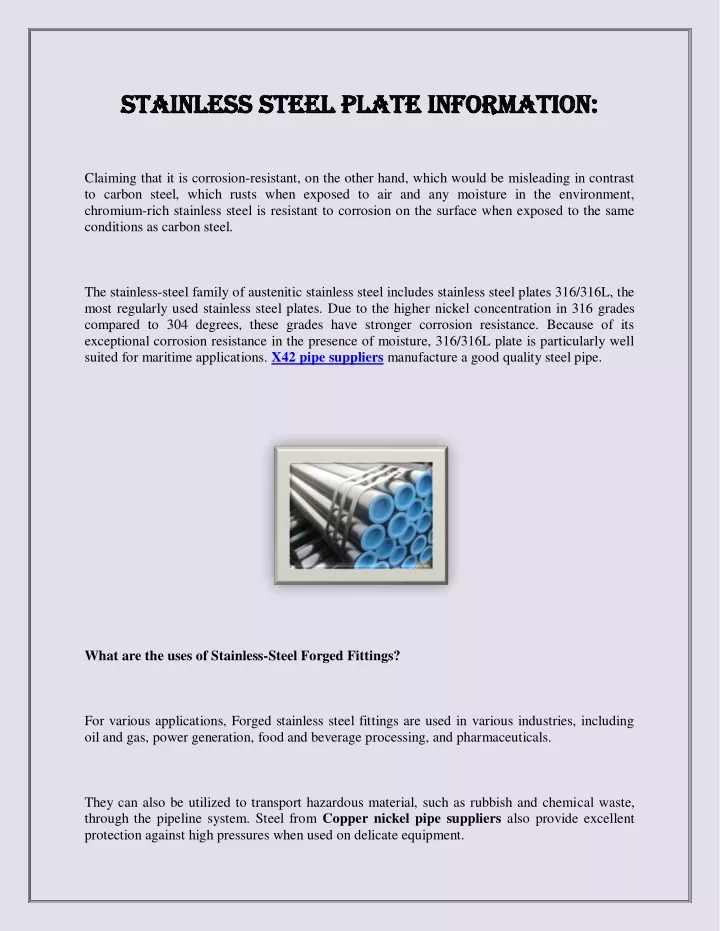 stainless steel plate information stainless steel