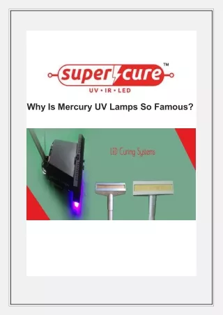 Why Is Mercury UV Lamps So Famous