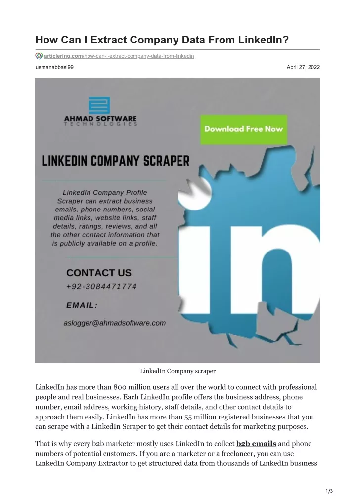 how can i extract company data from linkedin