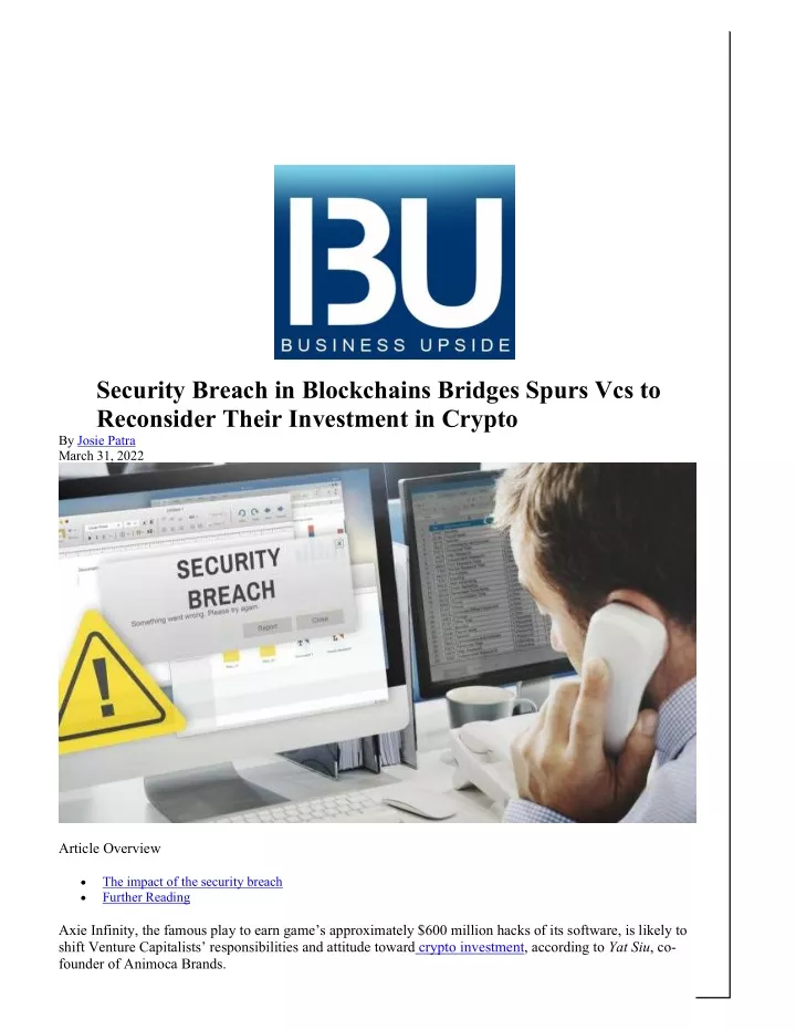 security breach in blockchains bridges spurs