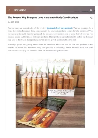 The Reason Why Everyone Love Handmade Body Care Products
