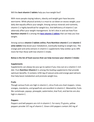 vitamin c tablets help you lose weight fast