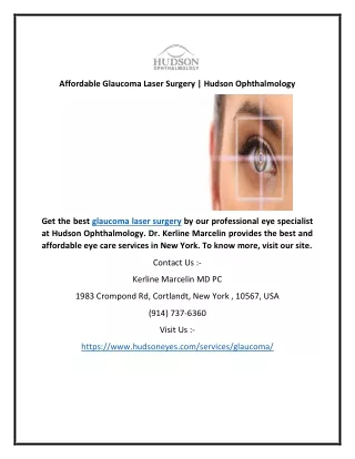 Affordable Glaucoma Laser Surgery | Hudson Ophthalmology