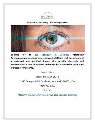 Eye Specialist Ossining | Hudsoneyes.com