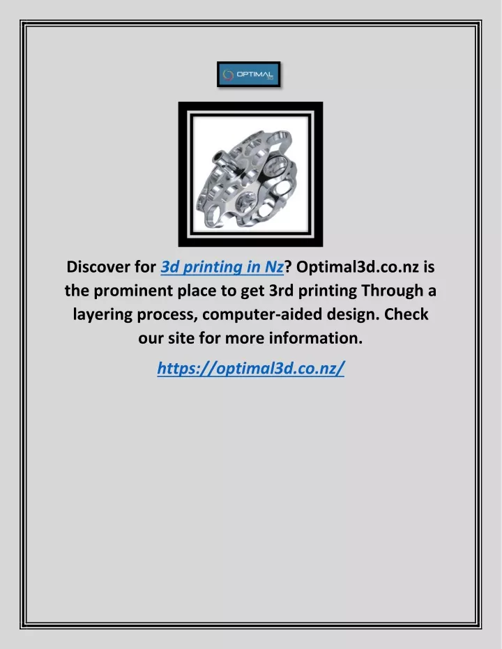 discover for 3d printing in nz optimal3d