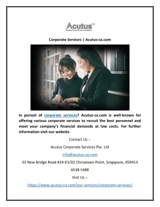 Corporate Services | Acutus-ca.com