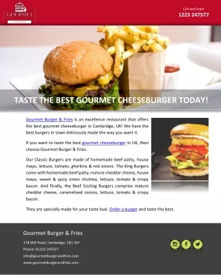 TASTE THE BEST GOURMET CHEESEBURGER TODAY!