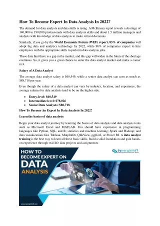 how to become expert in data analysis in 2022