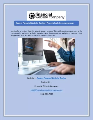 Custom Financial Website Design | Financialwebsitecompany.com