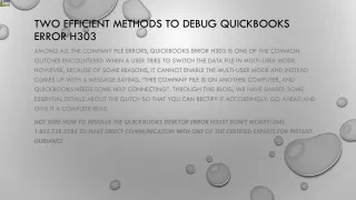 two efficient methods to debug quickbooks error h303