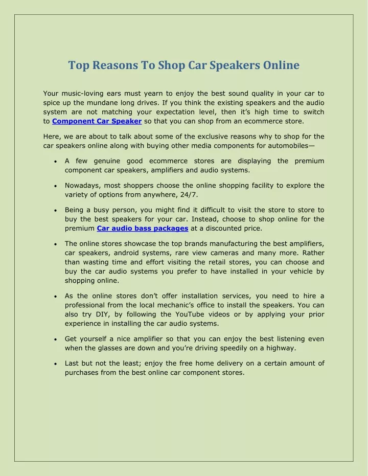 top reasons to shop car speakers online