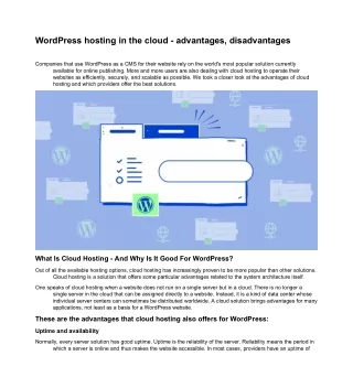 wordpress hosting in the cloud advantages