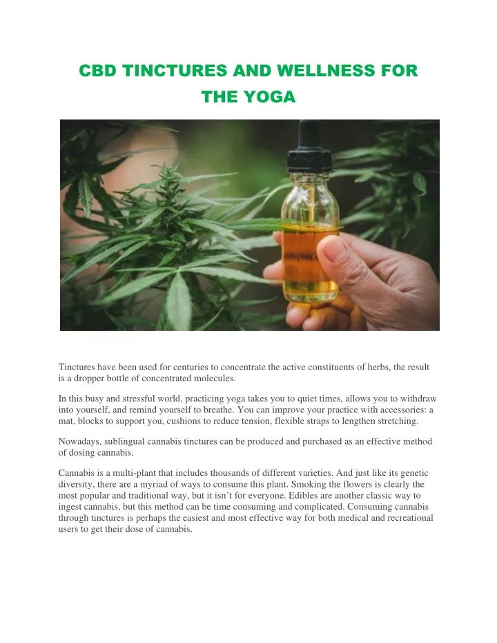 cbd tinctures and wellness for the yoga