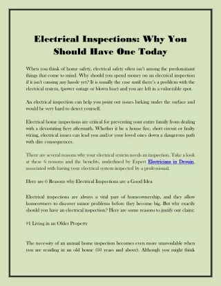 Electrical Inspections Why You Should Have One Today