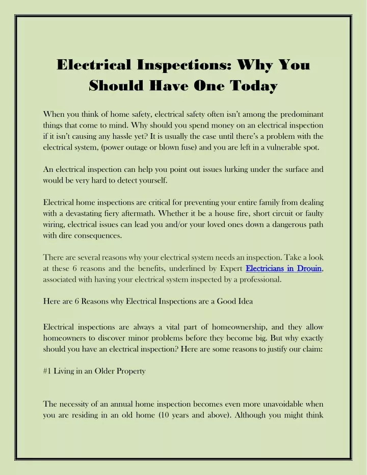 electrical inspections why you should have