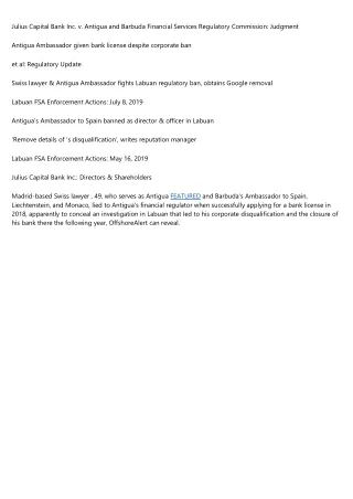 julius capital bank inc v antigua and barbuda