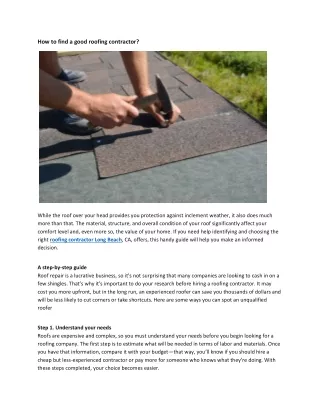 How to find a good roofing contractor?