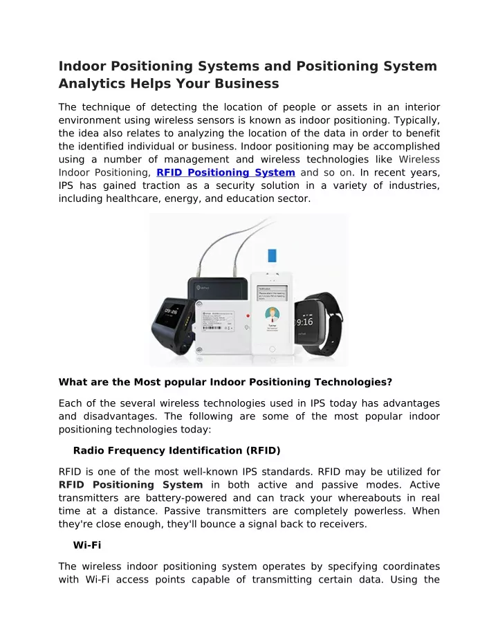 indoor positioning systems and positioning system