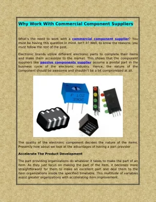 why work with commercial component suppliers