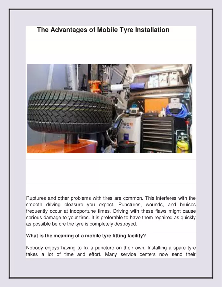 the advantages of mobile tyre installation