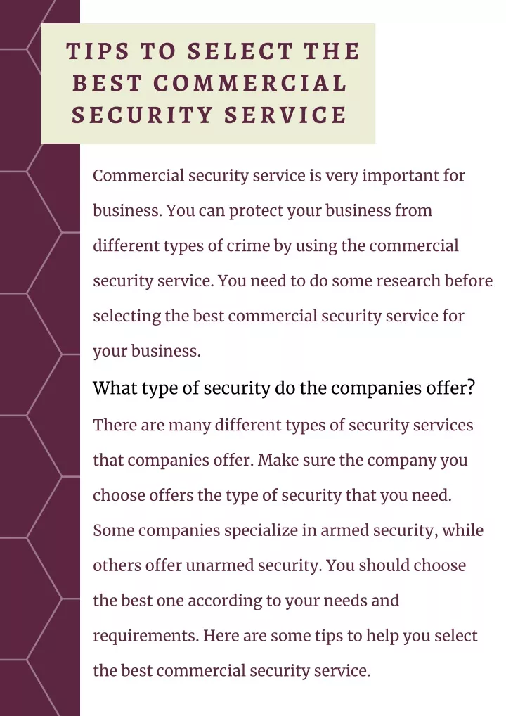 tips to select the best commercial security