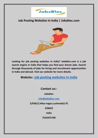 Job Posting Websites in India | Jobsbloc.com