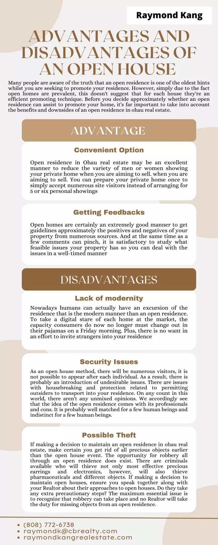 advantages and disadvantages of an open house