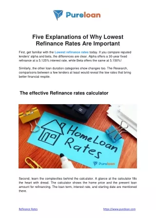 five explanations of why lowest refinance rates