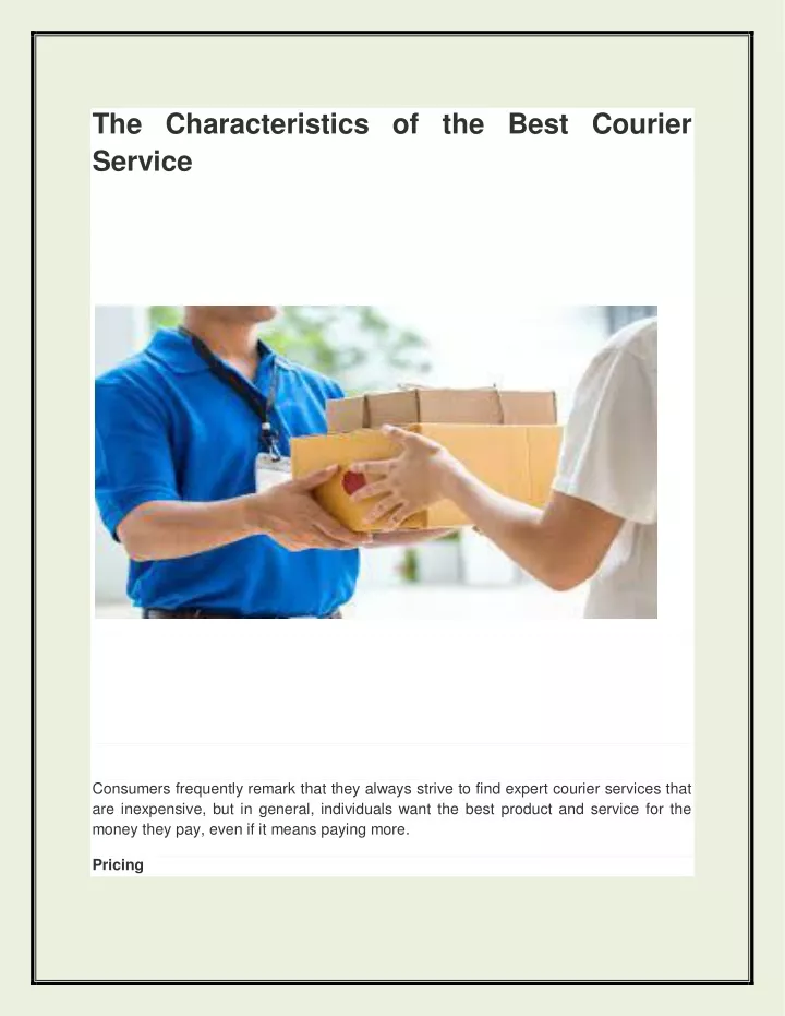 the characteristics of the best courier service