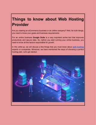 Things to know about Web Hosting Provider