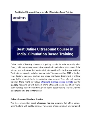 Best Online Ultrasound Course in India  Simulation Based Training
