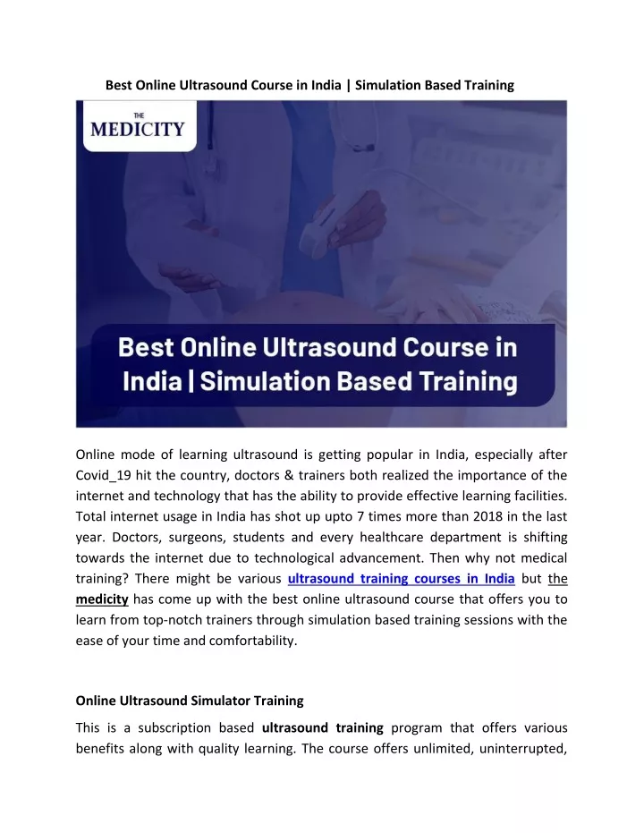 best online ultrasound course in india simulation