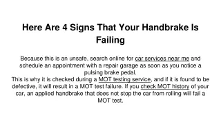 here are 4 signs that your handbrake is failing