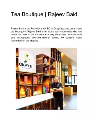 Tea Boutique | Rajeev Baid