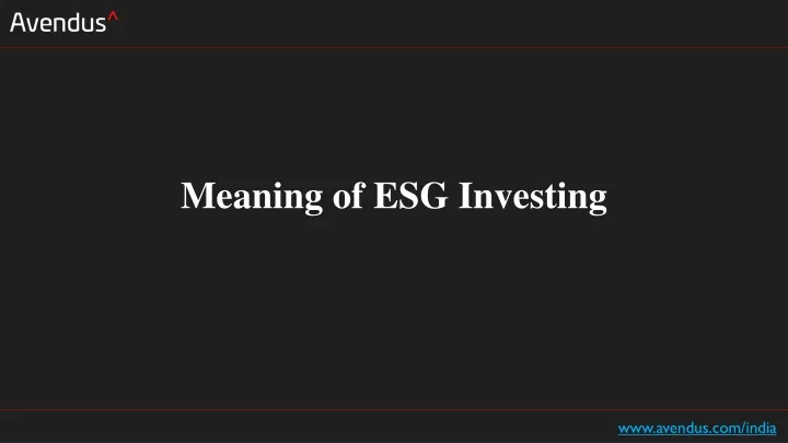meaning of esg investing