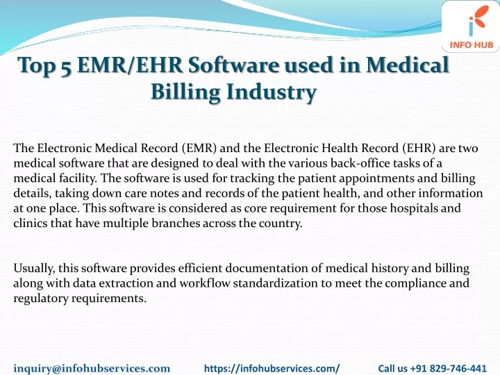 top 5 emr ehr software used in medical billing