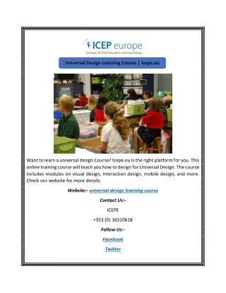 Universal Design Learning Course | Icepe.eu