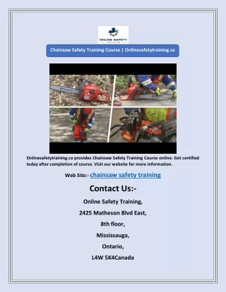 chainsaw safety training course