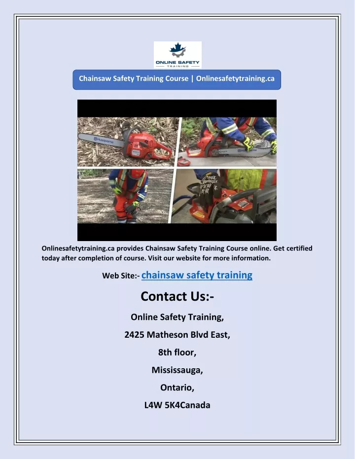 chainsaw safety training course