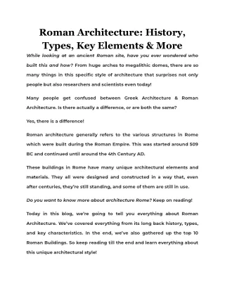 roman architecture history types key elements